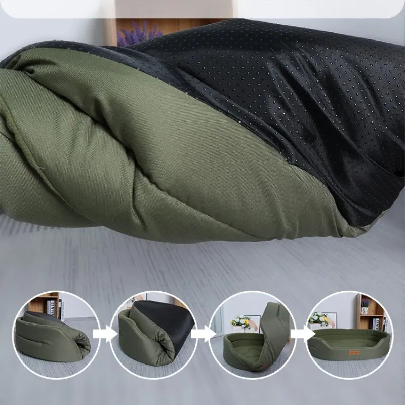 Washable Semi-Closed Pet Bed – All-Season Comfort for Small Dogs & Cats