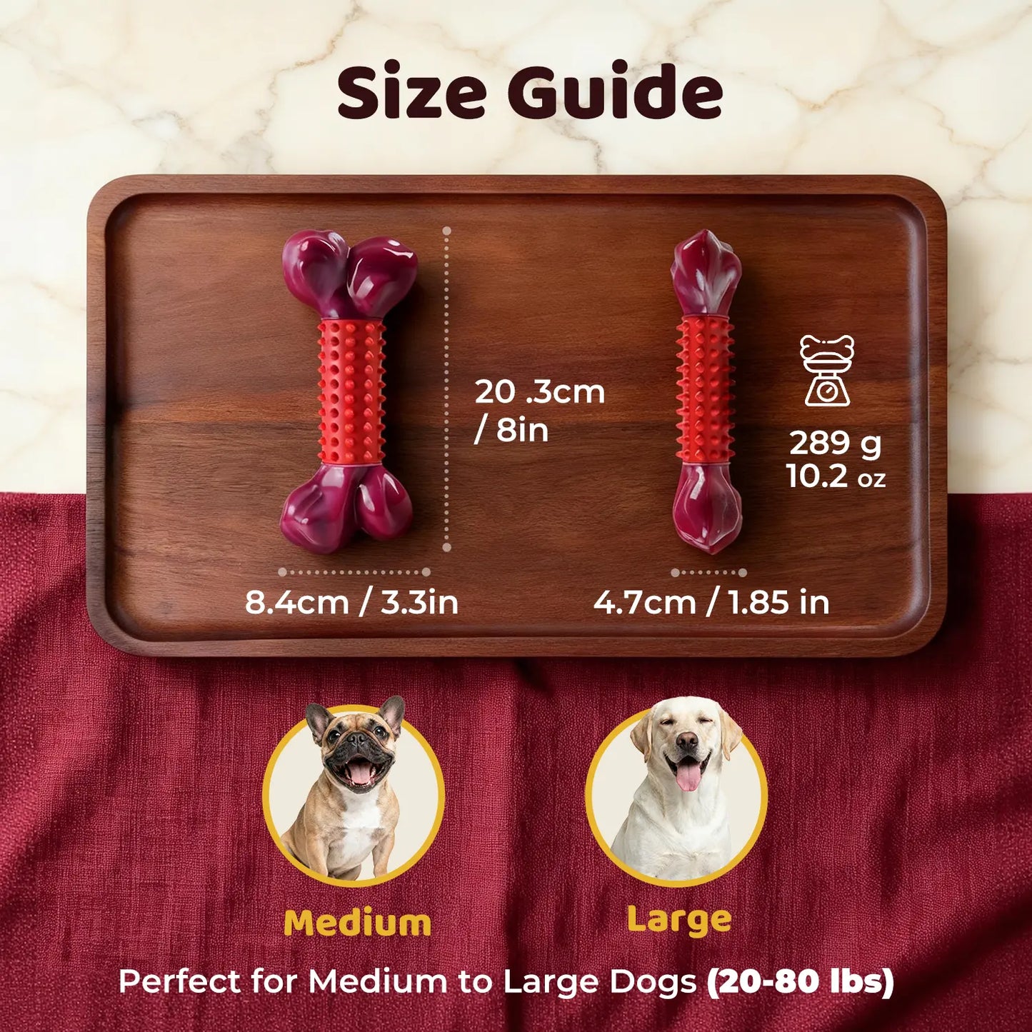 Apasiri Tough Dog Toys for Aggressive Chewers Beef Flavor: 8" Dog Chew Bone for Large Breed, Nylon & Rubber Chew Toy for Medium Large Dogs Outdoorfun