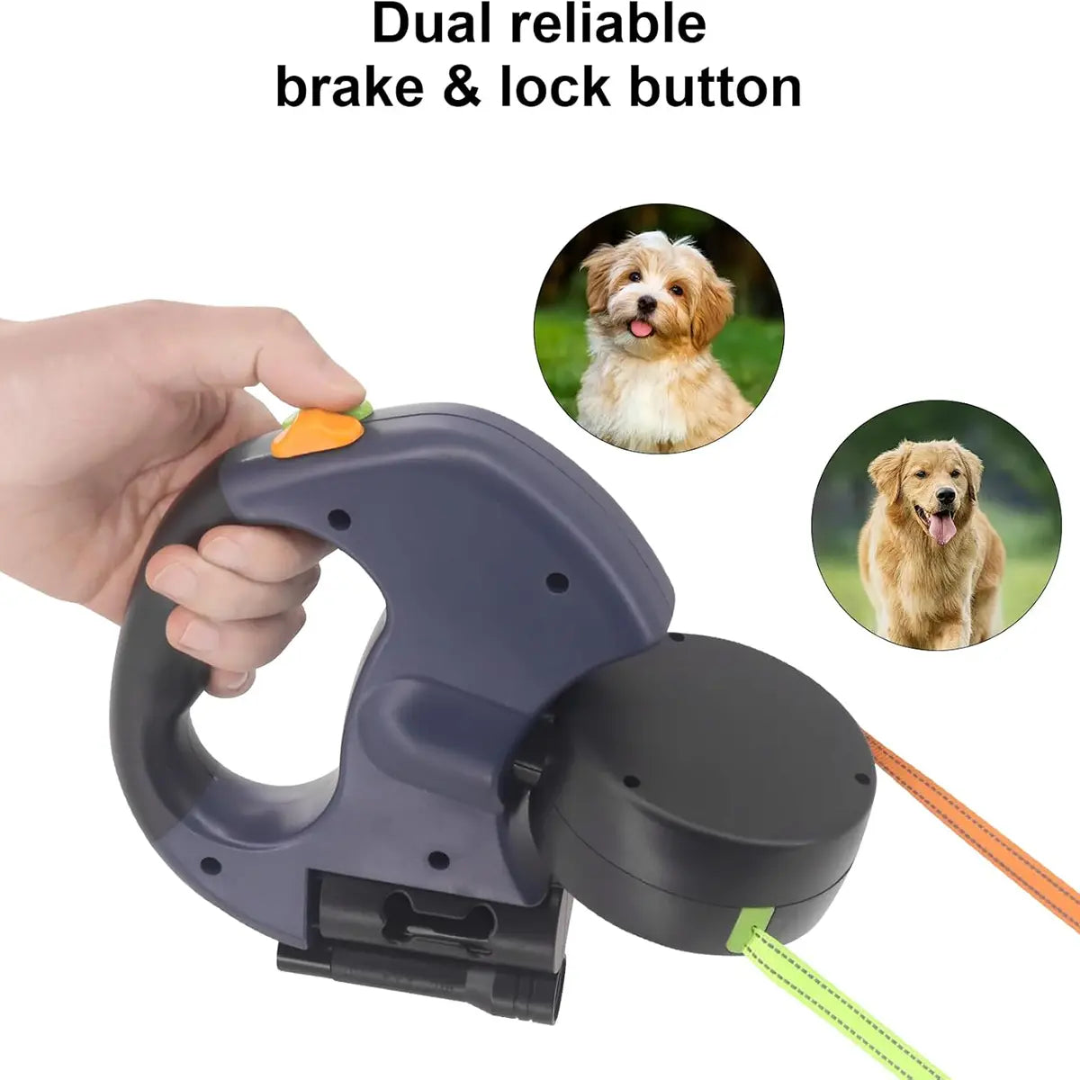 PAWHM 3M Double Dog Leash - Retractable Lead for 2 Small Dogs, Tangle-Free with LED Light & Waste Bag Dispenser, Reflective Hands-Free Leash for Night Walking Golden Retriever 10Ft Leash Dog Rotating Stretchable Pet Leash