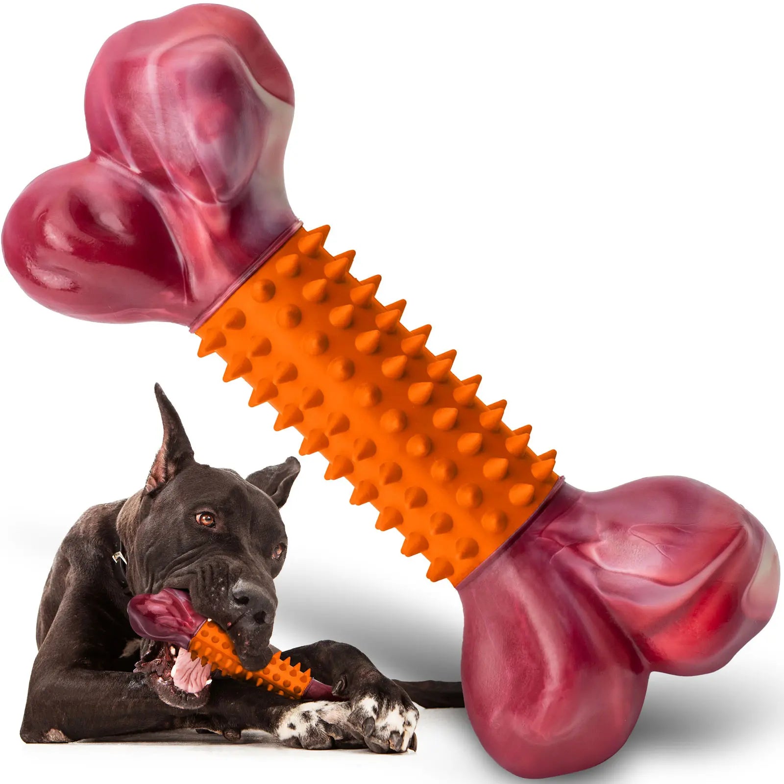 Apasiri Tough Dog Toys for Aggressive Chewers Beef Flavor: 8" Dog Chew Bone for Large Breed, Nylon & Rubber Chew Toy for Medium Large Dogs Outdoorfun