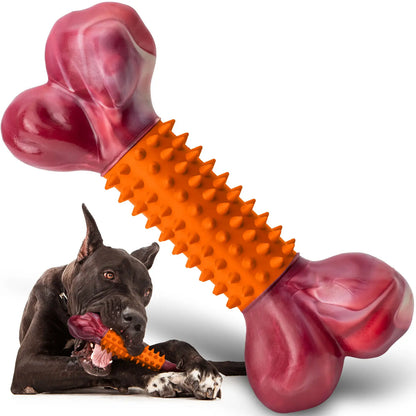 Apasiri Tough Dog Toys for Aggressive Chewers Beef Flavor: 8" Dog Chew Bone for Large Breed, Nylon & Rubber Chew Toy for Medium Large Dogs Outdoorfun