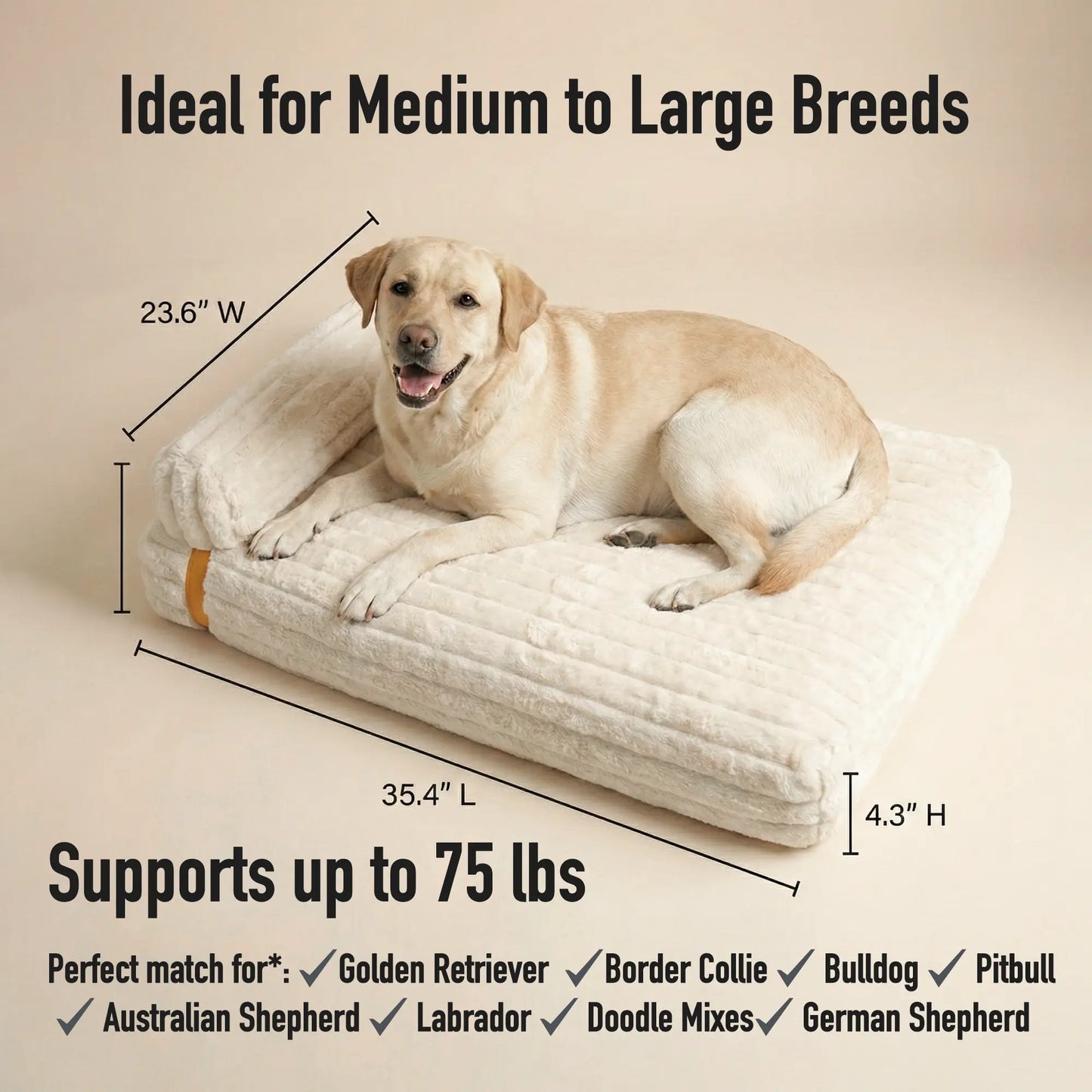 3-In-1 Orthopedic Dog Bed Bundle (3 Covers Included) | Waterproof Leather, Corduroy & Holiday Plaid | Thick Memory Foam Support (36"X24")