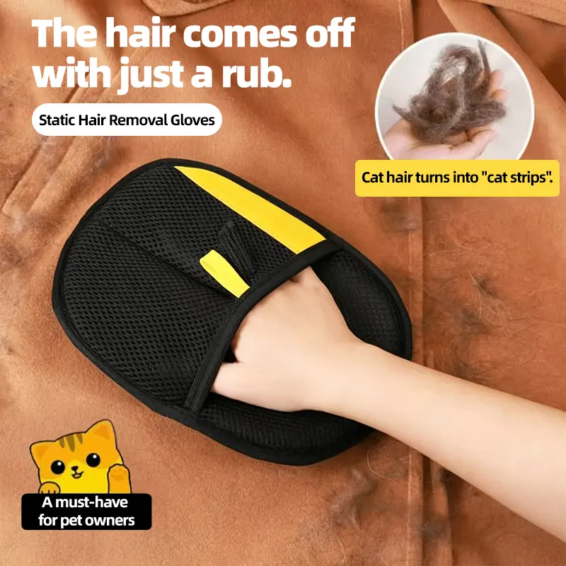 Electrostatic Pet Hair Remover Gloves – Reusable Fur Remover for Couch, Carpet & Car Seats