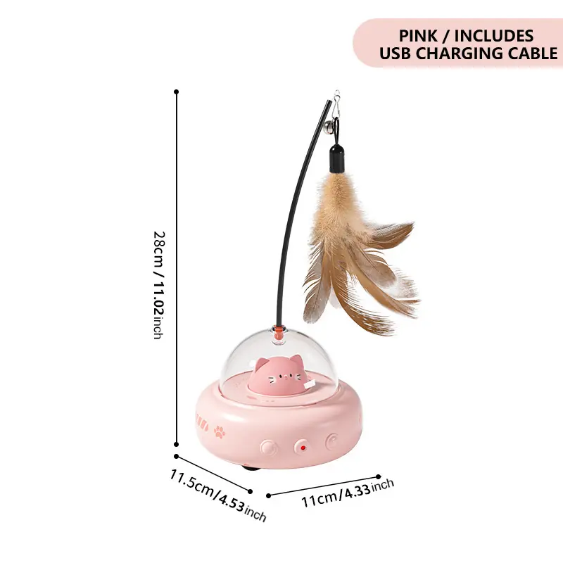 Automatic Cat Laser & Feather Toy – Motion Activated Self-Play Wand for Indoor Cats