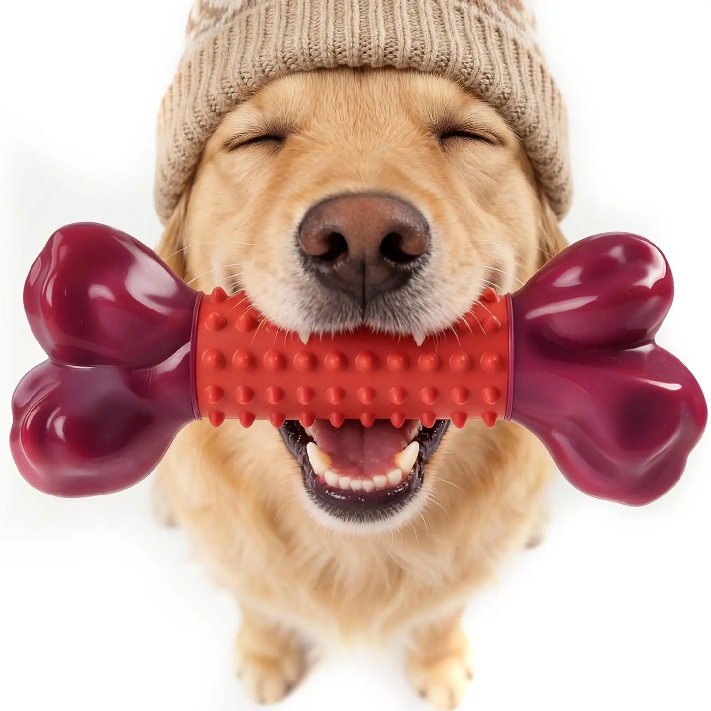 Apasiri Tough Dog Toys for Aggressive Chewers Beef Flavor: 8" Dog Chew Bone for Large Breed, Nylon & Rubber Chew Toy for Medium Large Dogs Outdoorfun
