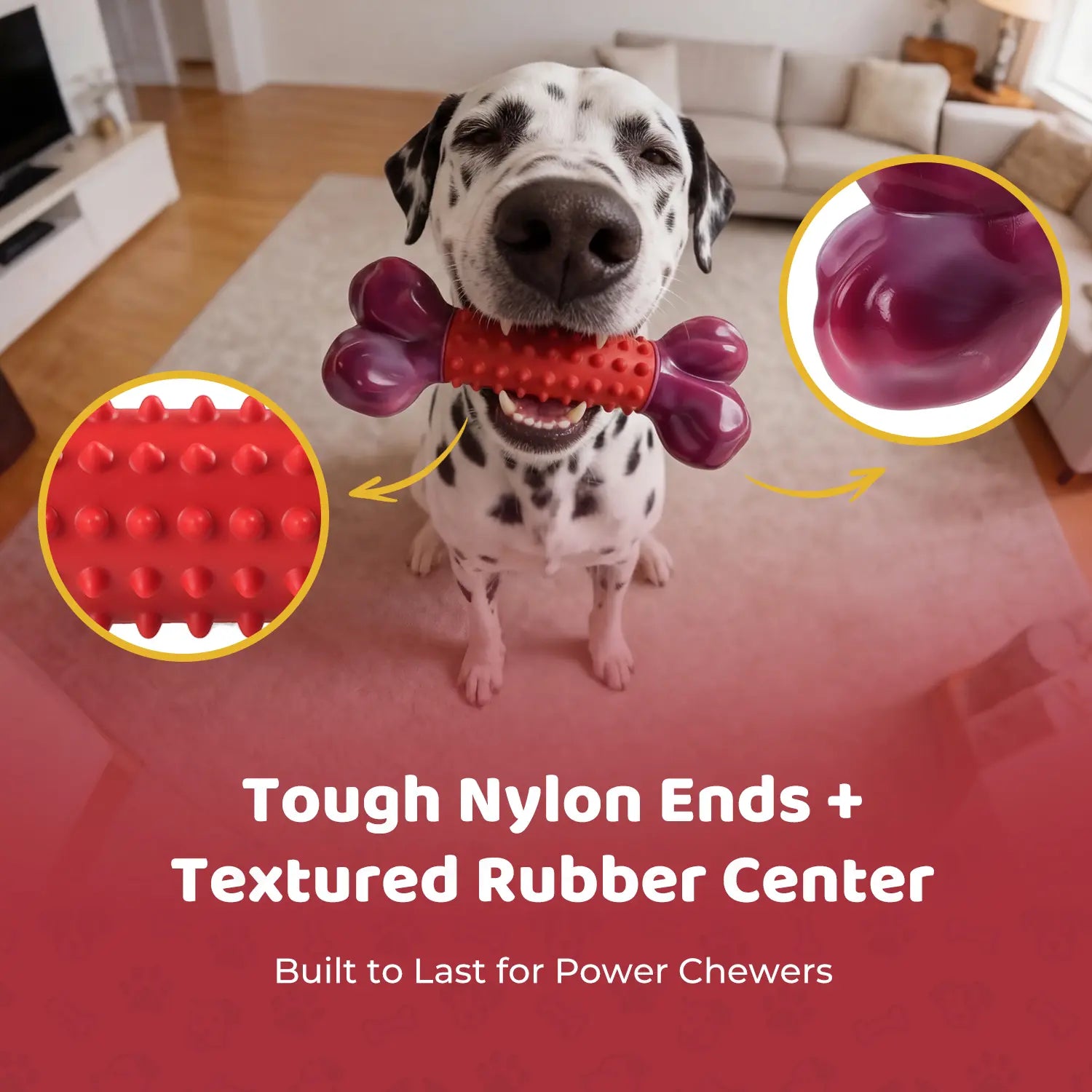 Apasiri Tough Dog Toys for Aggressive Chewers Beef Flavor: 8" Dog Chew Bone for Large Breed, Nylon & Rubber Chew Toy for Medium Large Dogs Outdoorfun