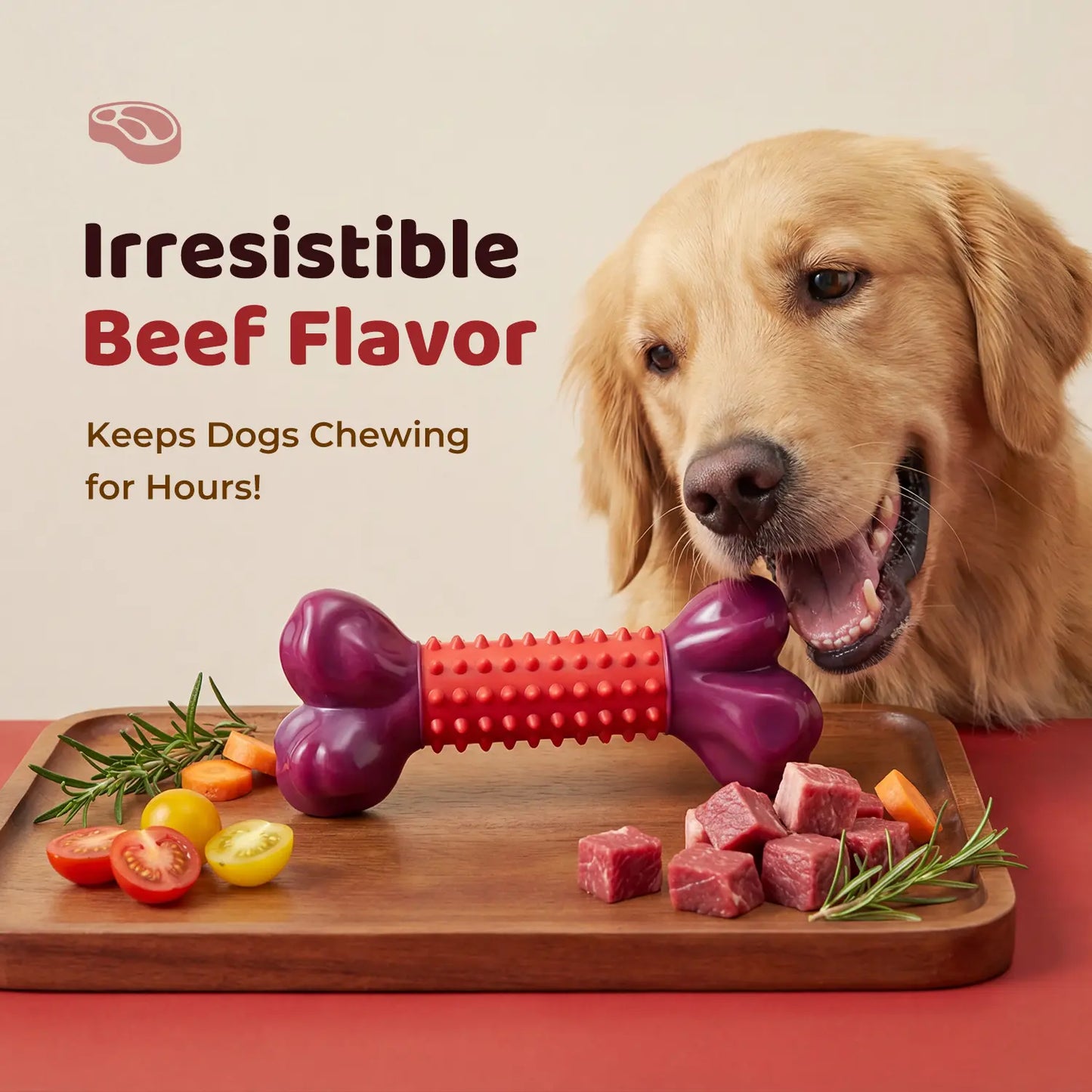 Apasiri Tough Dog Toys for Aggressive Chewers Beef Flavor: 8" Dog Chew Bone for Large Breed, Nylon & Rubber Chew Toy for Medium Large Dogs Outdoorfun