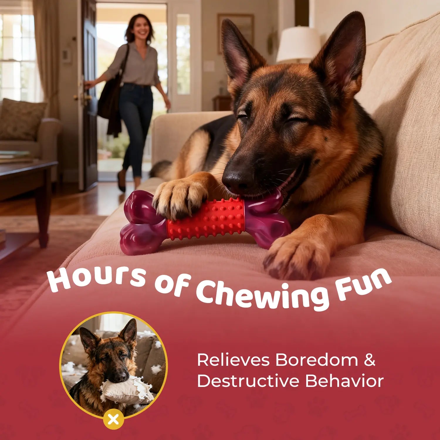 Apasiri Tough Dog Toys for Aggressive Chewers Beef Flavor: 8" Dog Chew Bone for Large Breed, Nylon & Rubber Chew Toy for Medium Large Dogs Outdoorfun